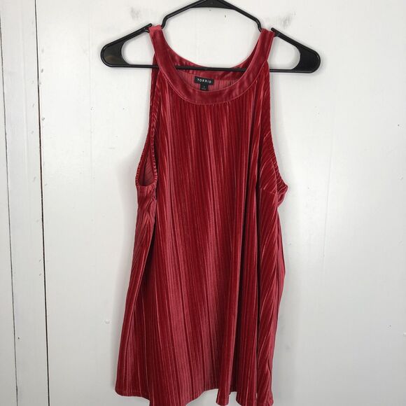 torrid Tops - Torrid Velour Tank Top High Neck Ribbed Glam Night Out Holiday WOmens 1X Soft